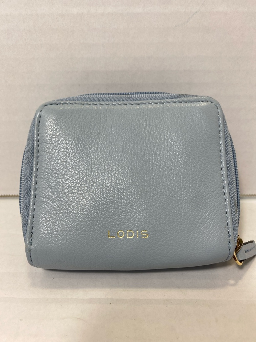 Lodis Powder Blue Leather Zip Wallet